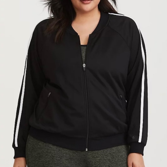 Torrid Women's Black & White Stripe Active Track Jacket Size 1X - Picture 1 of 12